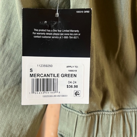 NWT Lee coveralls size S in mercantile green - Picture 4 of 9